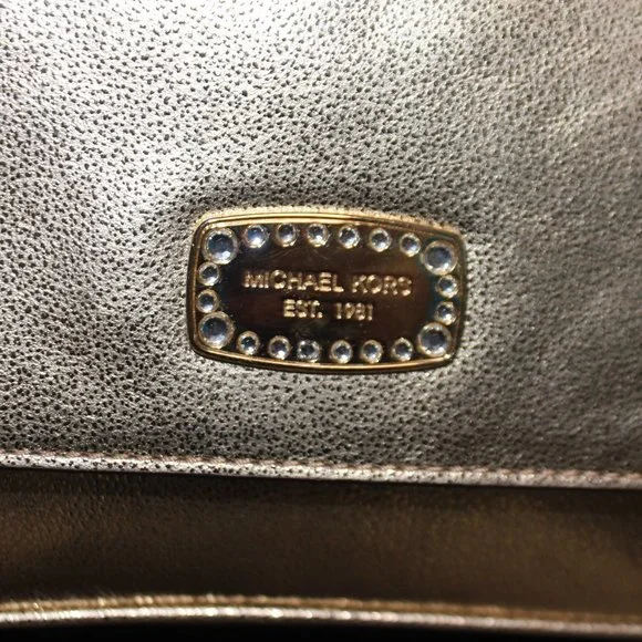 NWOT Michael Kors Gold Leather Shoulder Bag with Chain Strap - Picture 4 of 16